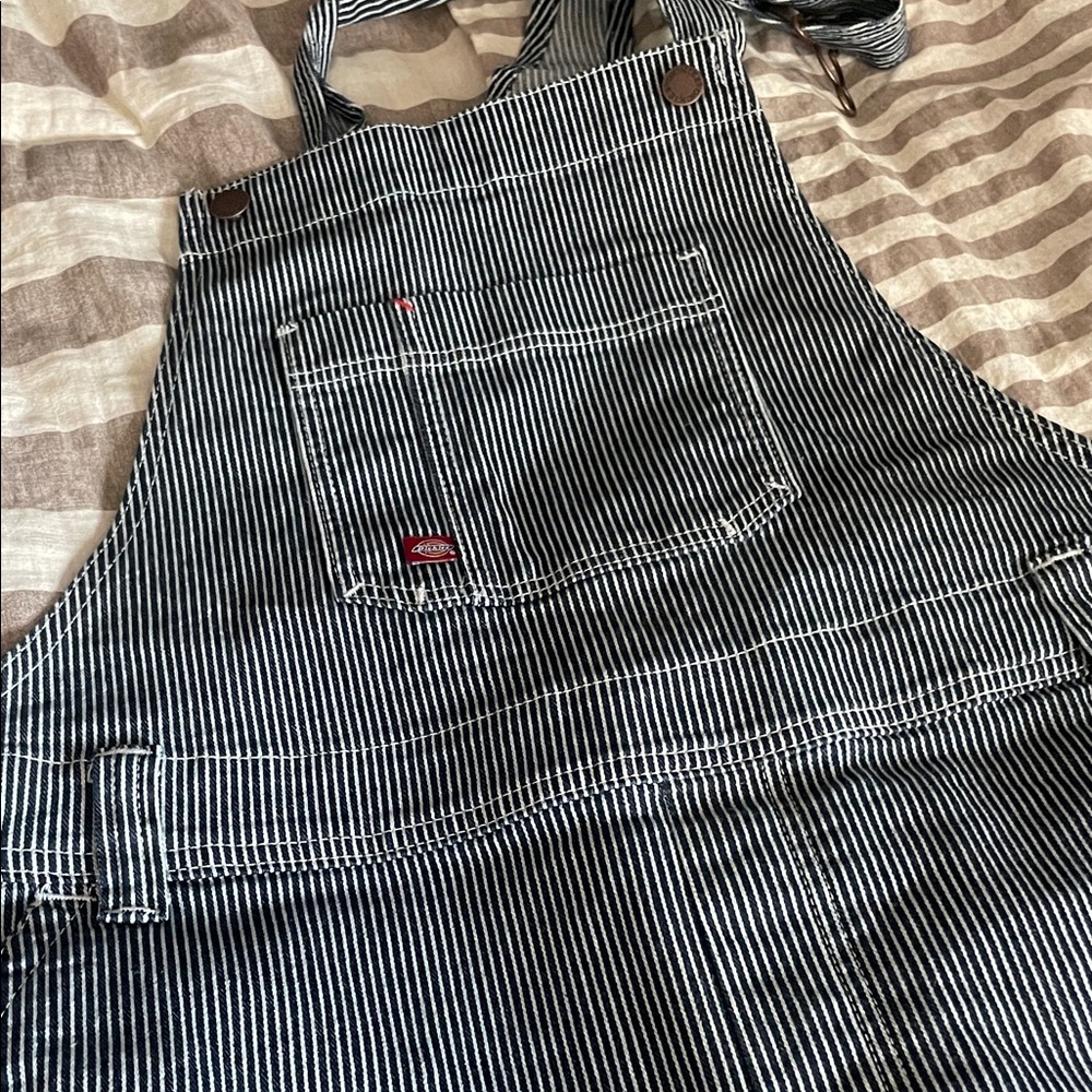Dickies Blue and White Striped overalls